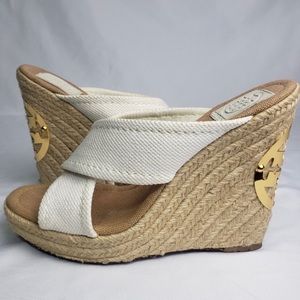 Tory Burch 'Kristen' Criss Cross Canvas Wedges - Size 8. Can perfectly fit 7,5